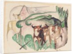 Animals in a landscape, 1913 by Franz Marc
