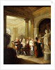 A Capriccio Interior with a Group of Ladies and Gentlemen examining a Bust of Antinous by Michael William Sharp