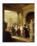 A Capriccio Interior with a Group of Ladies and Gentlemen examining a Bust of Antinous by Michael William Sharp