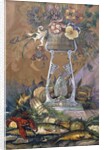 Flowers in a Vase on a Stand with Asparagus, Lobsters, Oysters and Fish by Dragutin Inkiostri-Medensak