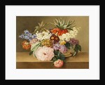 Iris, Lilac, Primulae, Blossom and Peonies in a Basket by Johan Laurents Jensen