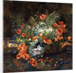 Poppies, Daisies, Buttercups and other Flowers in a Japanese Imari Vase by Theodore Hannon