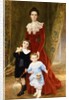 Portrait of a Lady, standing full length, with her Children by Timoleon Marie Lobrichon