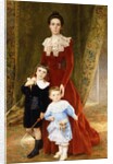 Portrait of a Lady, standing full length, with her Children by Timoleon Marie Lobrichon