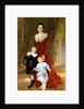 Portrait of a Lady, standing full length, with her Children by Timoleon Marie Lobrichon