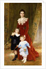 Portrait of a Lady, standing full length, with her Children by Timoleon Marie Lobrichon