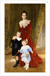 Portrait of a Lady, standing full length, with her Children by Timoleon Marie Lobrichon