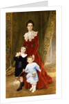 Portrait of a Lady, standing full length, with her Children by Timoleon Marie Lobrichon
