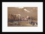 Fragments of the Great Colossi at the Memnonium, Thebes, 1838 by David Roberts