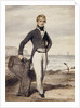 Portrait of Edward Pocock R.N., small full length, Standing Beside a Beached Rowing Boat at Low Tide by Henry Edridge