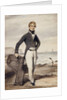Portrait of Edward Pocock R.N., small full length, Standing Beside a Beached Rowing Boat at Low Tide by Henry Edridge