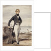 Portrait of Edward Pocock R.N., small full length, Standing Beside a Beached Rowing Boat at Low Tide by Henry Edridge
