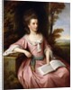 Portrait of Martha Ray, seated three-quarter-length, in a Pink Dress with a Blue Sash, holding a Musical Score, in a Landscape, 1777 by Nathaniel Dance