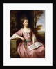 Portrait of Martha Ray, seated three-quarter-length, in a Pink Dress with a Blue Sash, holding a Musical Score, in a Landscape, 1777 by Nathaniel Dance
