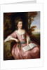 Portrait of Martha Ray, seated three-quarter-length, in a Pink Dress with a Blue Sash, holding a Musical Score, in a Landscape, 1777 by Nathaniel Dance
