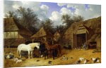 The Artist's Farmyard at Meopham, Kent, with Horses, Shetland Ponies, Pigs, Ducks, Pigeons and Chickens, 1857 by John Frederick Herring Snr