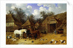 The Artist's Farmyard at Meopham, Kent, with Horses, Shetland Ponies, Pigs, Ducks, Pigeons and Chickens, 1857 by John Frederick Herring Snr