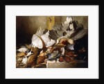 A Still Life of Dead Birds; A Heron Hanging from a Wall, Duck, Pheasant, Partridge, Woodcock, a Swan and a Pigeon with a Hare, 1845 by W. Oakes