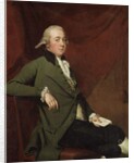 Portrait of Edward Abney, seated three-quarter-length, in a Green Coat, Holding a Letter against a Red Curtain, Late 1780s by Joseph Wright of Derby