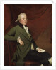 Portrait of Edward Abney, seated three-quarter-length, in a Green Coat, Holding a Letter against a Red Curtain, Late 1780s by Joseph Wright of Derby