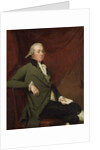 Portrait of Edward Abney, seated three-quarter-length, in a Green Coat, Holding a Letter against a Red Curtain, Late 1780s by Joseph Wright of Derby