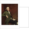 Portrait of Edward Abney, seated three-quarter-length, in a Green Coat, Holding a Letter against a Red Curtain, Late 1780s by Joseph Wright of Derby