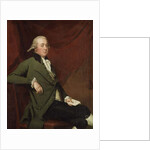 Portrait of Edward Abney, seated three-quarter-length, in a Green Coat, Holding a Letter against a Red Curtain, Late 1780s by Joseph Wright of Derby