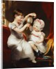 Two Sisters, seated full-length in an Interior, Playing by Thomas Barber