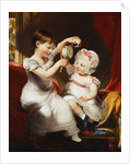 Two Sisters, seated full-length in an Interior, Playing by Thomas Barber