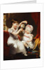 Two Sisters, seated full-length in an Interior, Playing by Thomas Barber