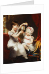 Two Sisters, seated full-length in an Interior, Playing by Thomas Barber