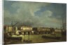 A View of Old London Bridge with Barges on the Thames by Samuel Scott