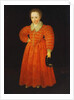 Portrait of a Little Boy, standing full length wearing a Red Dress within a White Lace Collar, holding a Black Hat by Robert the Elder Peake