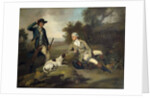 A Gentleman Reclining with a Gun and Dog and his Gamekeeper Standing Nearby, by Henry Walton