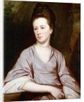 Portrait of Miss Joan Knatchbull, seated half length Wearing a Mauve Dress and a Pearl Necklace by George Romney