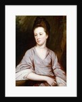 Portrait of Miss Joan Knatchbull, seated half length Wearing a Mauve Dress and a Pearl Necklace by George Romney