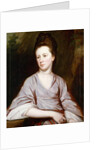 Portrait of Miss Joan Knatchbull, seated half length Wearing a Mauve Dress and a Pearl Necklace by George Romney
