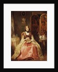 Portrait of Lady Dorothy Nevill, full-length, seated in a Pink and Gold Embroidered Gown, in her Boudoir, 1855 by Henry Richard Graves