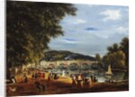A View of Richmond Bridge with Boats on the River and Figures Promenading by William Turner