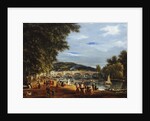 A View of Richmond Bridge with Boats on the River and Figures Promenading by William Turner