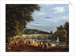 A View of Richmond Bridge with Boats on the River and Figures Promenading by William Turner