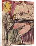 Female Nude and Man sitting at a Table; Weiblicher Akt und Mann an einem Tisch sitzend by Ernst Ludwig Kirchner