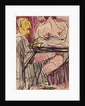 Female Nude and Man sitting at a Table; Weiblicher Akt und Mann an einem Tisch sitzend by Ernst Ludwig Kirchner
