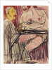 Female Nude and Man sitting at a Table; Weiblicher Akt und Mann an einem Tisch sitzend by Ernst Ludwig Kirchner