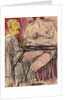 Female Nude and Man sitting at a Table; Weiblicher Akt und Mann an einem Tisch sitzend by Ernst Ludwig Kirchner