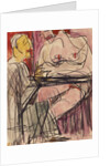 Female Nude and Man sitting at a Table; Weiblicher Akt und Mann an einem Tisch sitzend by Ernst Ludwig Kirchner