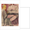 Female Nude and Man sitting at a Table; Weiblicher Akt und Mann an einem Tisch sitzend by Ernst Ludwig Kirchner