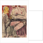 Female Nude and Man sitting at a Table; Weiblicher Akt und Mann an einem Tisch sitzend by Ernst Ludwig Kirchner