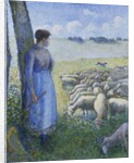 Shepherdess and Sheep; Bergere et Moutons, 1887 by Camille Pissarro