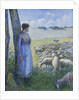 Shepherdess and Sheep; Bergere et Moutons, 1887 by Camille Pissarro